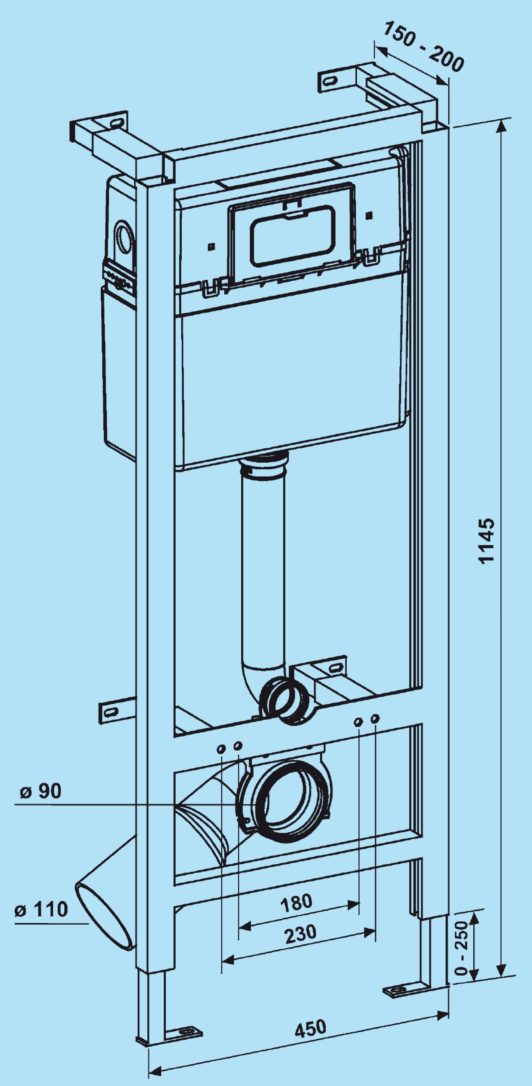 WC-Vorwandelement mit Bowdenzugtechnik